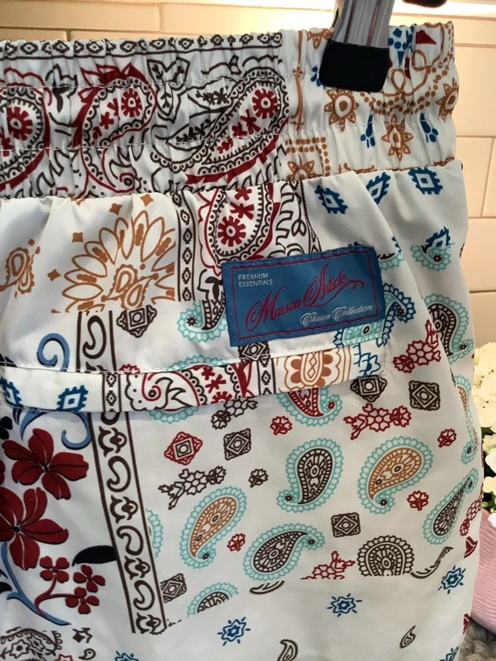 Maison Article Paisley Patchwork Drawstring Hybrid Shorts Size Large
